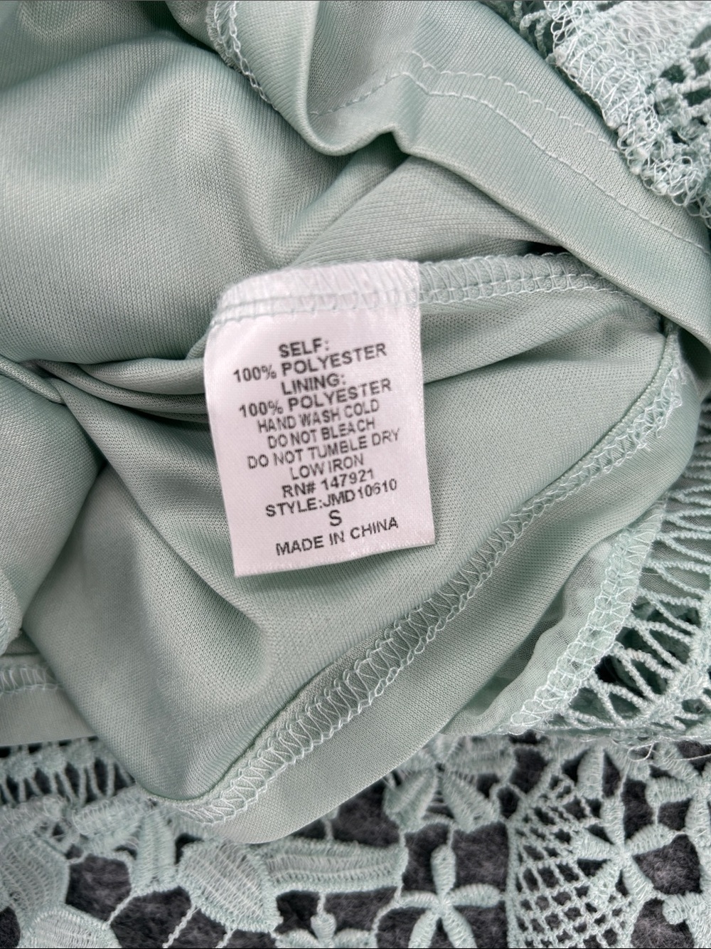 Just Me Women’s Mint Green Dress with Delicate Crochet Trim - Picture 7 of 11